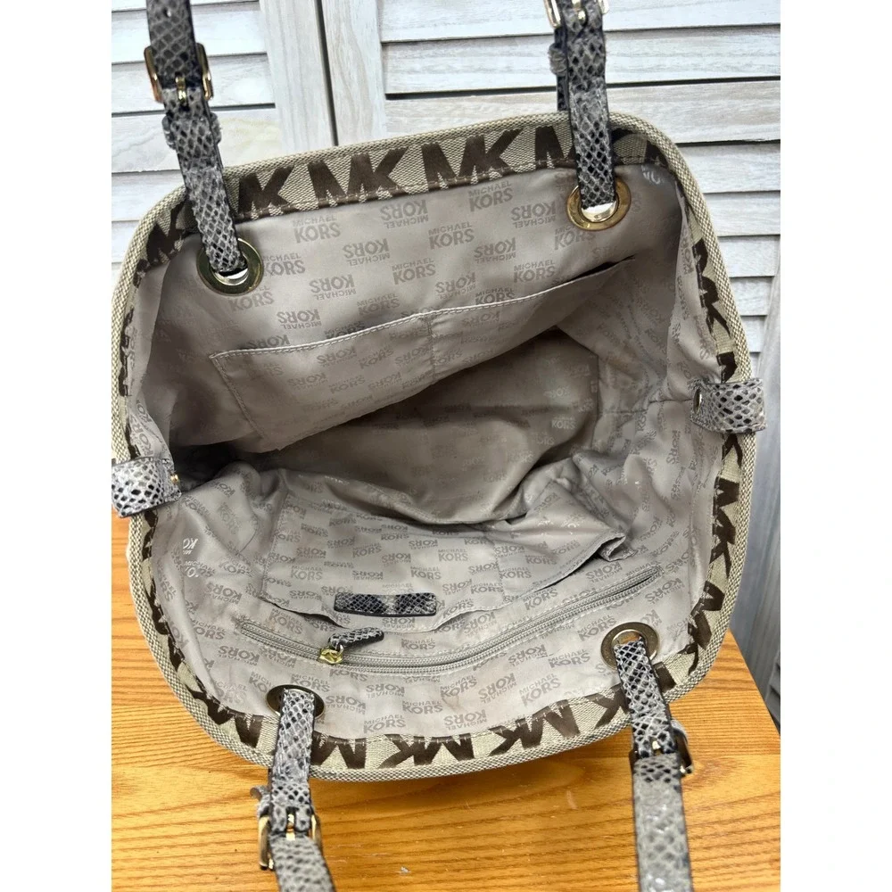Michael Kors Tote Bag Large Brown Women Logo Print Shoulder Handbag